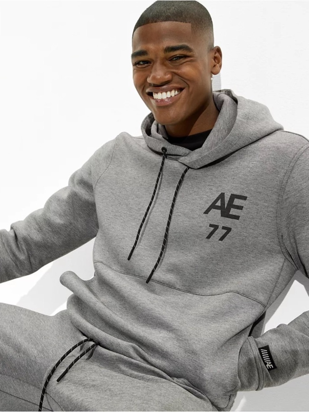 American Eagle Outfitters Gray 24/7 AE Active Pullover Hoodie Men’s Size Large